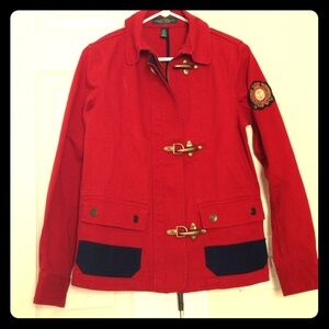 Ralph Lauren Red Toggle Jacket with Navy Pockets